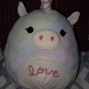 Squishmallows Pastel Unicorn Plush with Pink Embroidered 'love'